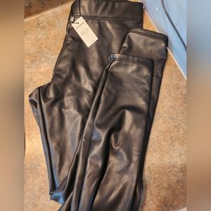 Express, XS, Black Faux Leather Pants.